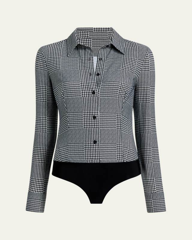 Plaid Button-Down Shirt Bodysuit